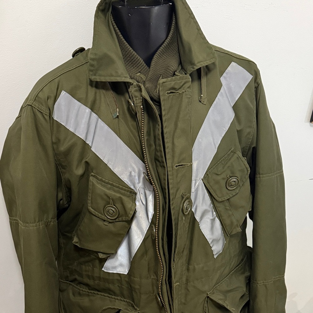 Men's Olive Green Jacket with Reflective Accents
